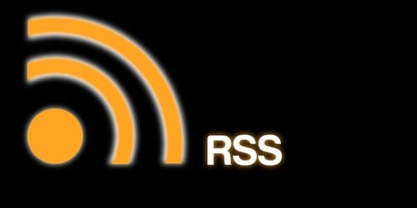 RSS logo and RSS text on a black background